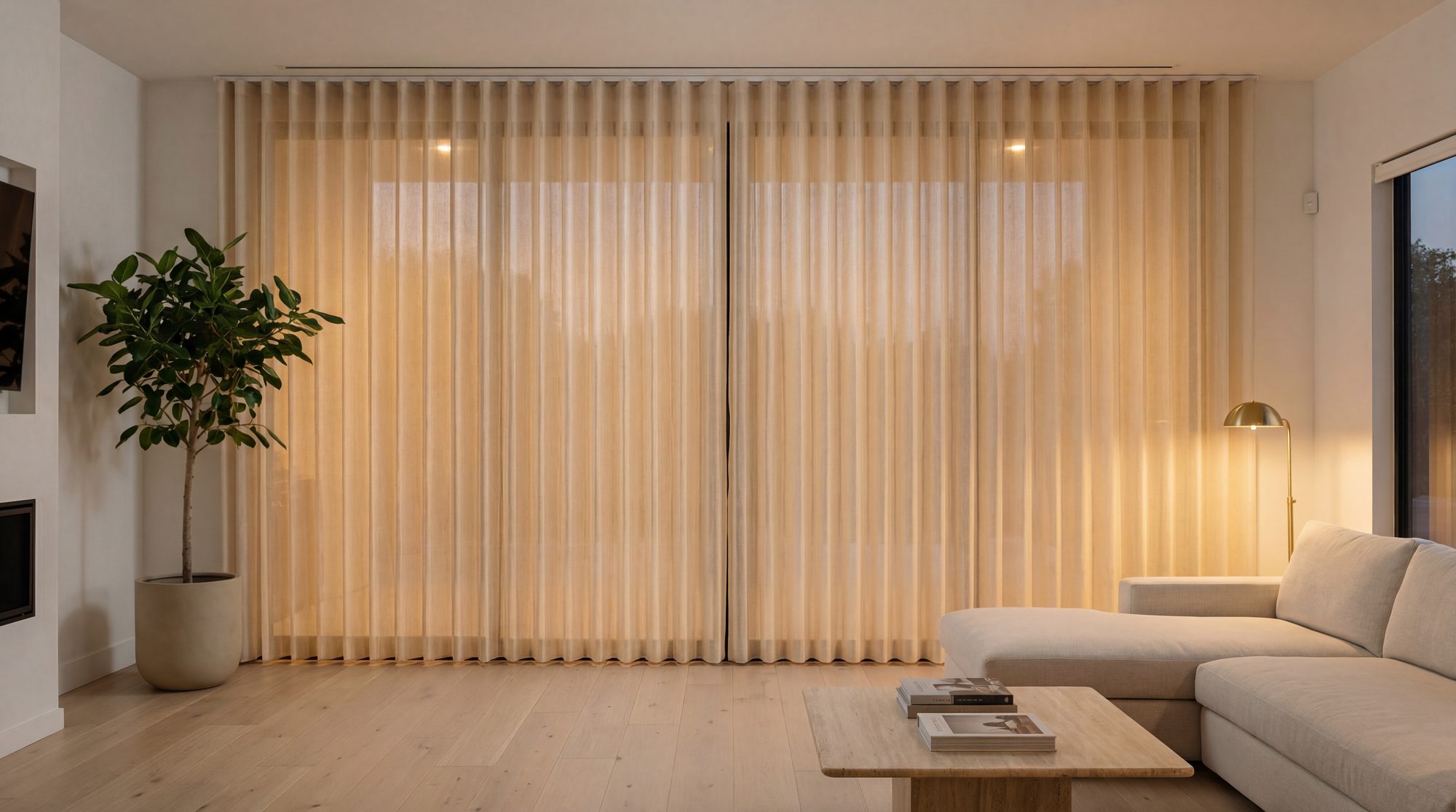 Dream Blinds vertical sheer shade with closed vanes